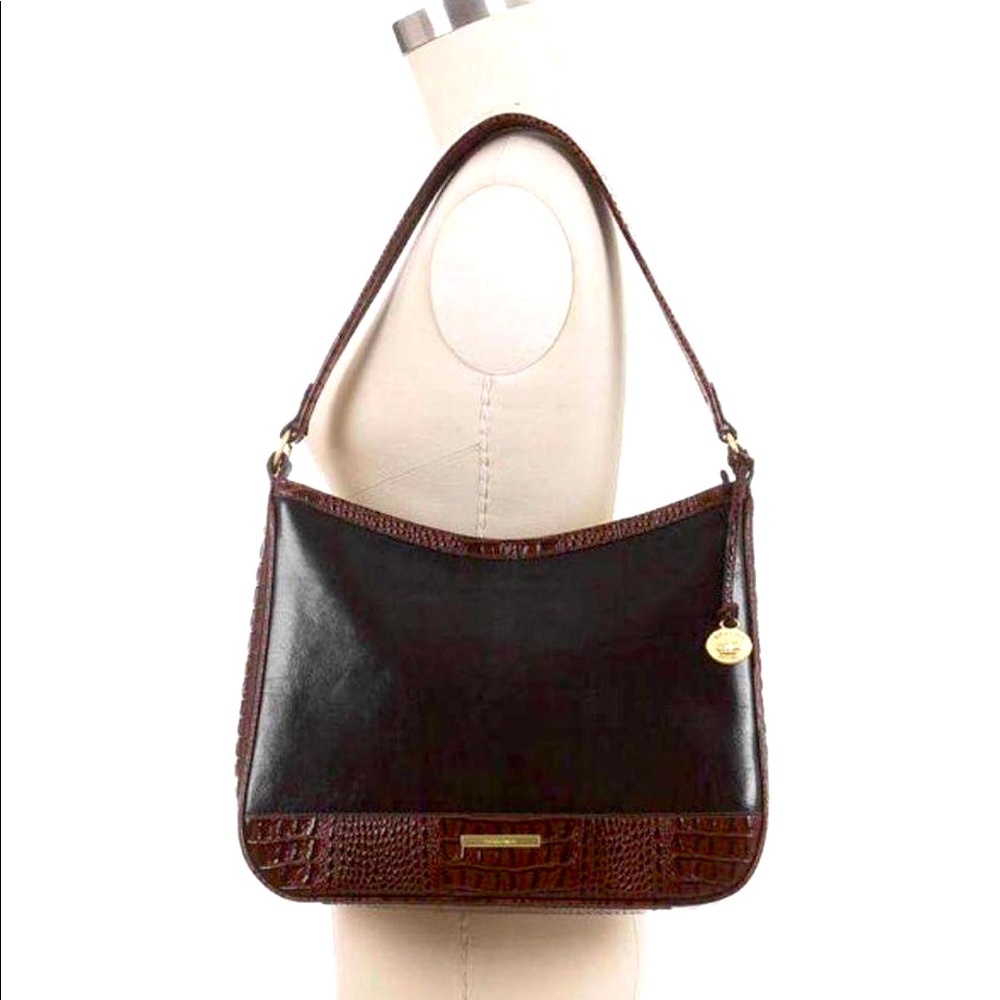 Black Brahmin Purse with Brown Edge